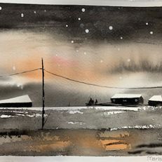Vinter i norr, akvarell